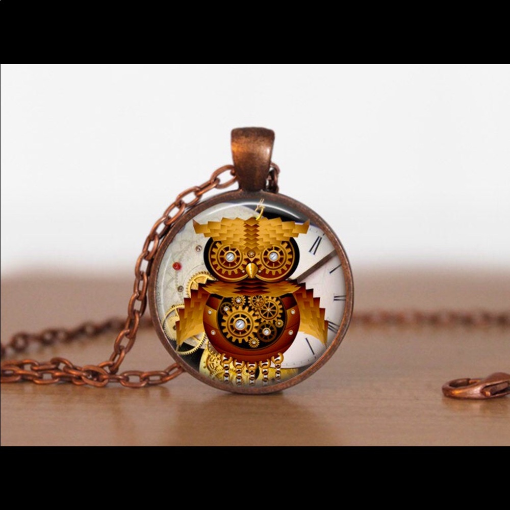 Handmade steampunk Owl pendant